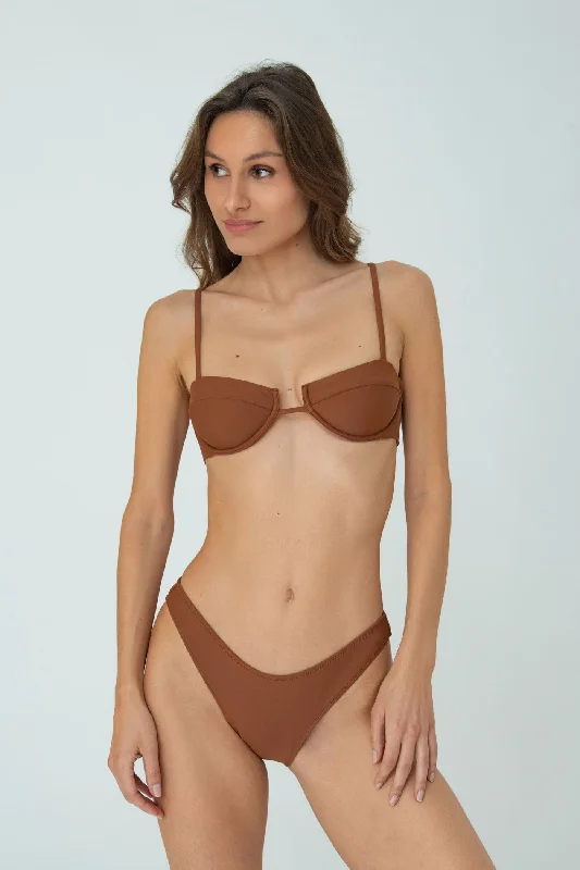 Sustainable bikini made from recycled materials for eco - conscious beachgoersLOLA TOP (BROWN)