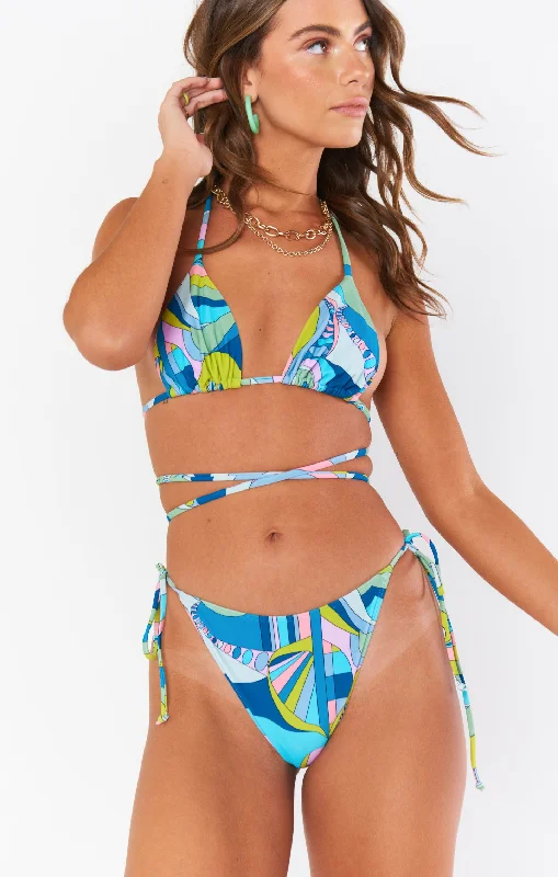 Floral - printed bikini for a feminine and colorful beach vibeTides Bottom ~ Go Go Geo