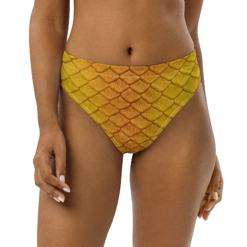 Ruched bikini with fabric gathers for a slimming effectGolden Hour Recycled High-Waisted Bikini Bottom