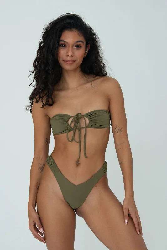 Monokini - style bikini with a unique one - piece - meets - bikini designIVY TOP (OLIVE)