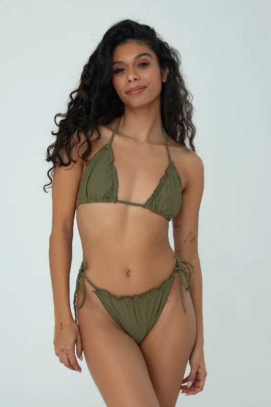 Striped bikini with a classic pattern for a timeless beach aestheticMAYA TOP (OLIVE)