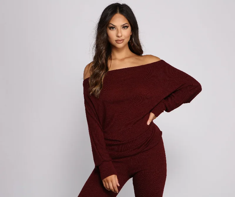 Pocket - Equipped Women Long Sleeve Top for Added FunctionalityStrike A Pose Dolman Sleeve Knit Top