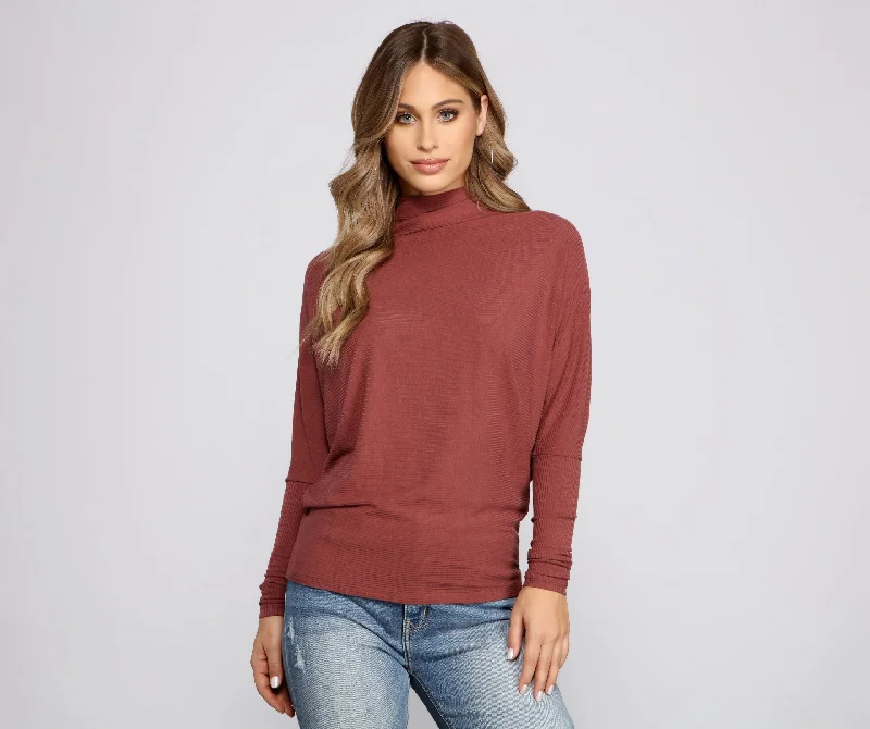 Organic Cotton Women Long Sleeve Top for Eco - Friendly ComfortRoll With It Turtleneck Top