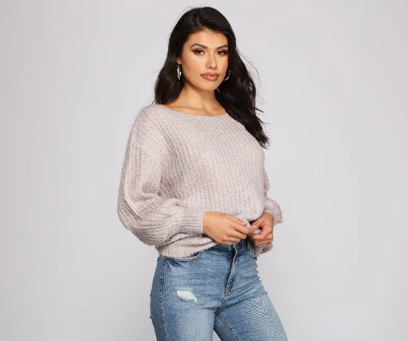 Pocket - Equipped Women Long Sleeve Top for Added FunctionalitySo Cozy Metallic Eyelash Knit Sweater