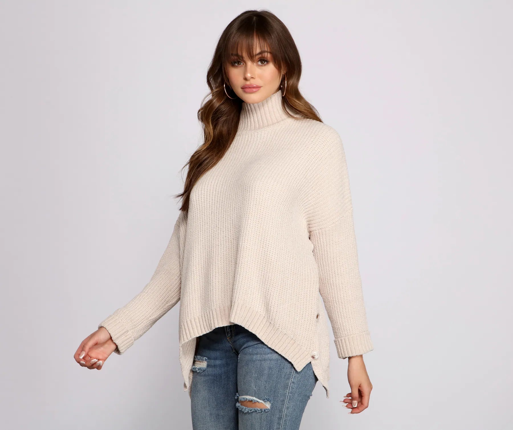 Ribbed Women Long Sleeve Top with a Textured AppealSo Cozy Oversized Chenille Sweater