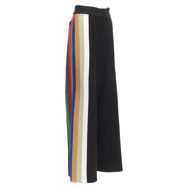 Akira Naka Black Multi Stripe Wide Leg Relaxed Knitted Pants Us2 S