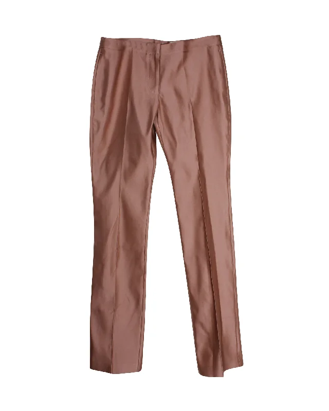 Alexander McQueen Duchesse Straight Leg Pants in Pink Silk