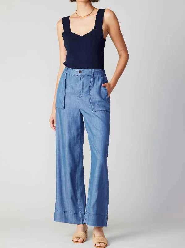 Cargo Trouser Pants In Chambray