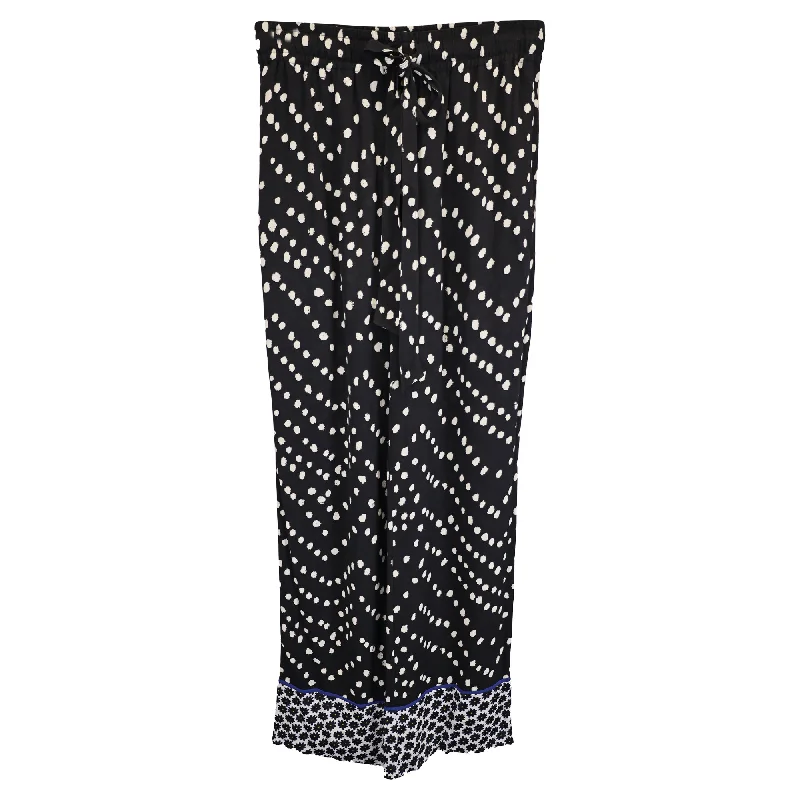 Diane Von Furstenberg Denise Printed Wide-Leg Pants in Black Viscose