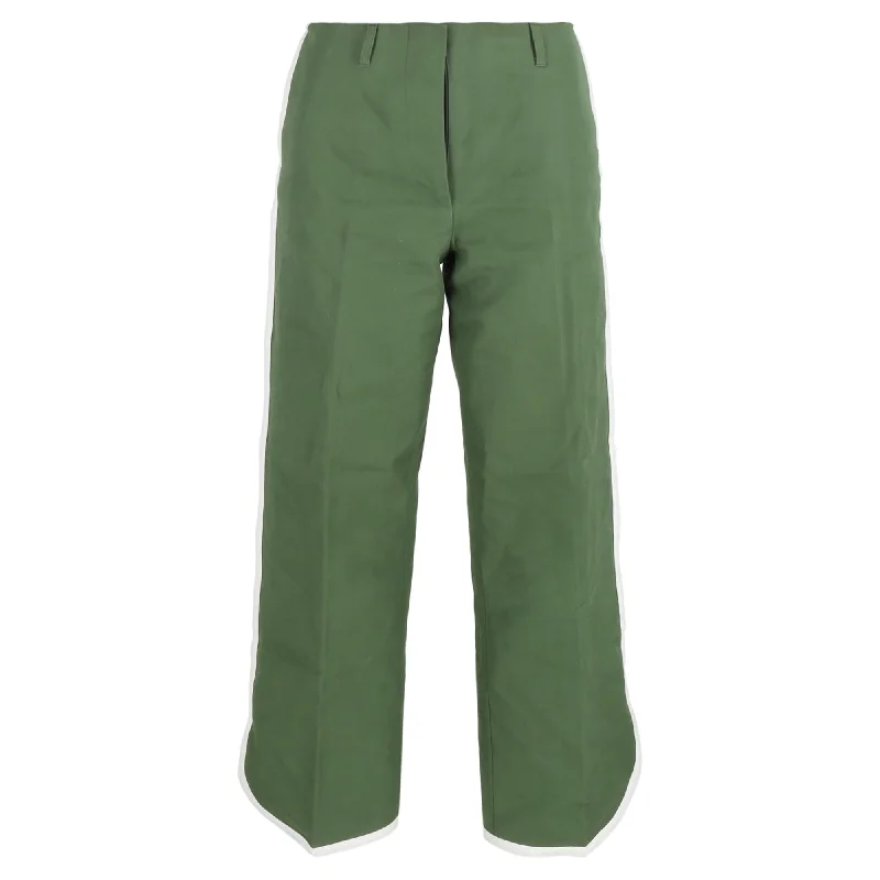 Dries Van Noten Side Stripe Trousers in Green Cotton