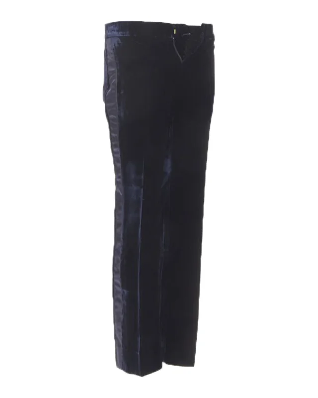 GUCCI Vintage navy blue velvet ladder seam side stripe tuxedo pants