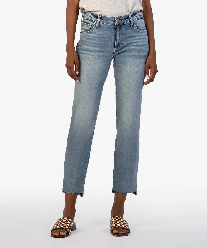 Reese Mid Rise Ankle Straight Leg Jean In Operated