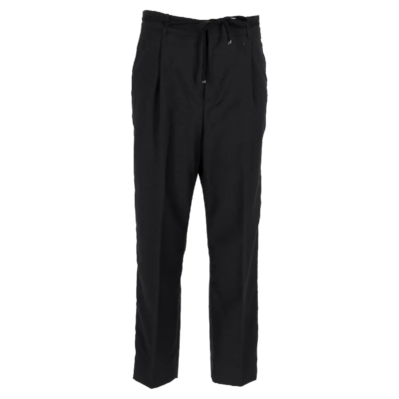 Saint Laurent Tapered Drawstring Jogger Trousers in Black Wool