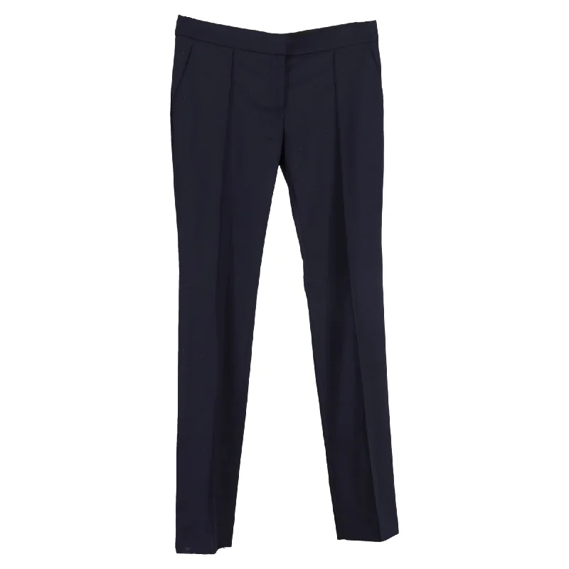 Stella McCartney Straight Leg Trousers in Navy Blue Cotton