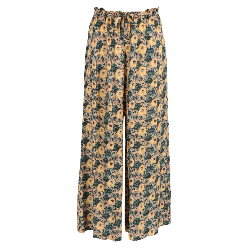 Ulla Johnson Sawyer Printed Pants in Yellow Silk