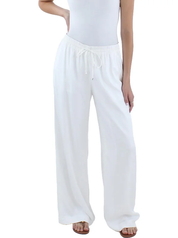 Womens High Rise Stretch Wide Leg Pants