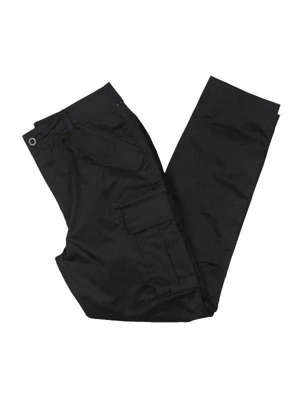 Womens High Rise Zip Pockets Cargo Pants