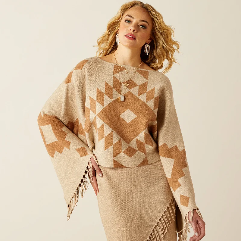 Cable - Knit Women Sweater with Intricate PatternsCable - Knit Women Sweater with Intricate PatternsWomen's Ariat Sunset Chic Sweater Poncho #10053968