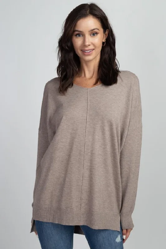 Button - Down Women Sweater for a Versatile LookButton - Down Women Sweater for a Versatile LookHeather Mocha V Neck