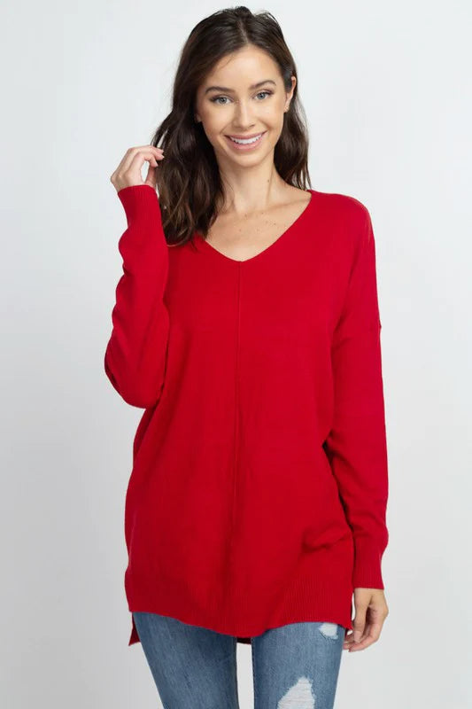 Striped Women Sweater with a Timeless PatternStriped Women Sweater with a Timeless PatternDreamers V Neck Red