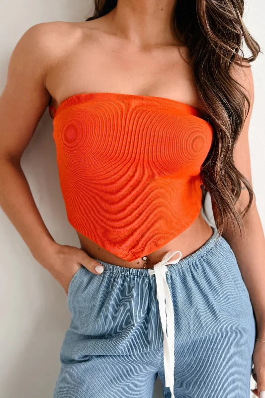 Color - Blocked Women Sweater for a Bold Fashion StatementColor - Blocked Women Sweater for a Bold Fashion StatementI Won't Compromise Ribbed Bandana Tube Top (Tangelo)