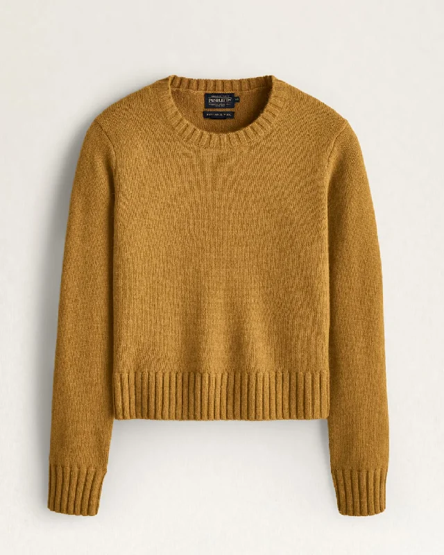 V - Neck Women Sweater to Elongate the NecklineV - Neck Women Sweater to Elongate the NecklineRelaxed Shetland Crew Pullover<br>Deep Gold