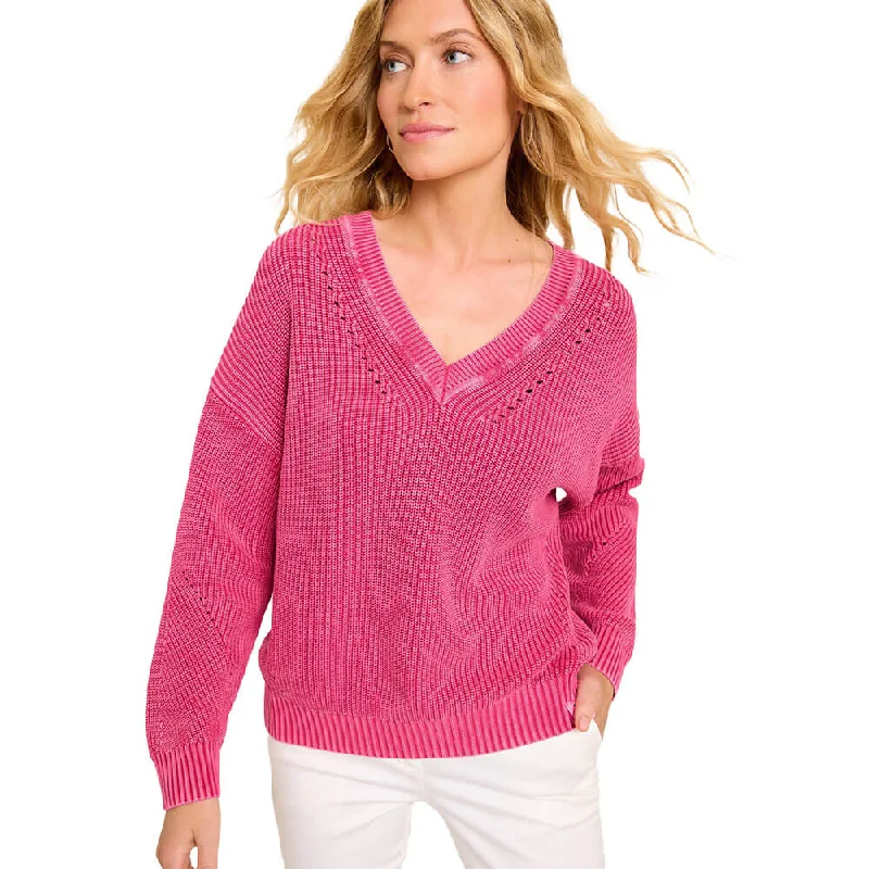 Hand - Knitted Women Sweater with Artisanal CharmHand - Knitted Women Sweater with Artisanal CharmTommy Bahama Women's Indigo Palms Salt Wash Cotton V-Neck Sweater - Magenta Haze