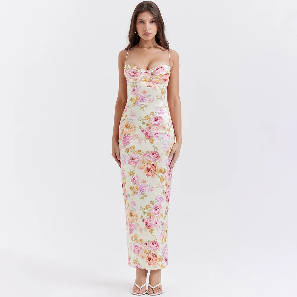 Plus Size Women Dress with a Flattering A - Line Cut for Comfort and StyleAgness Floral Maxi Bodycon Dress