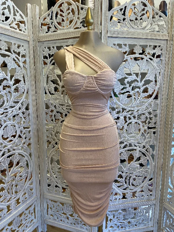 Backless Women Dress for a Sexy and Alluring Look at Evening EventsBeige Cutout Midi Dress