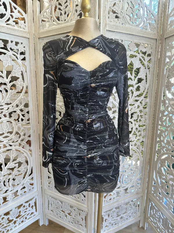 Pleated Women Dress with a Timeless and Elegant TextureBlack Pattern Cutout Dress