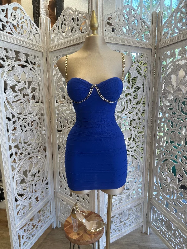 Empire Waist Women Dress to Accentuate the Bust and Conceal the WaistChain Lined Royal Blue Dress