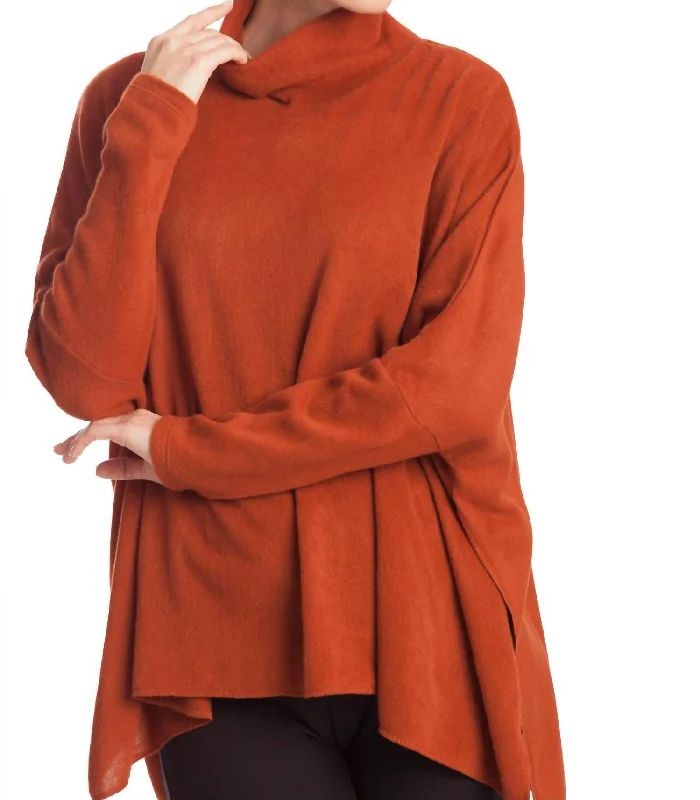 Lightweight Women Sweater for Spring and FallLightweight Women Sweater for Spring and FallCowl Neck Oversized Sweater In Rust