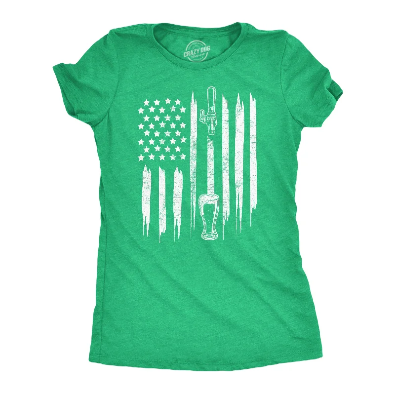 Ringer T Shirt Women with Retro - Inspired StripesCraft Beer American Flag Women's T Shirt