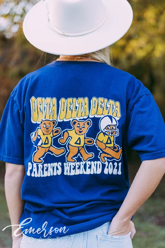 Crew Neck Women T Shirt with a Timeless DesignDelta Delta Delta Grateful Dead Parents Weekend Tee