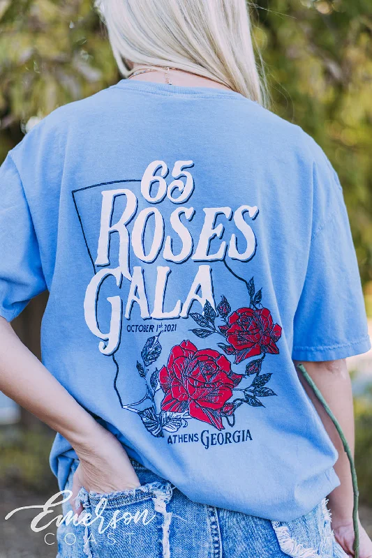 Distressed Women T Shirt with a Laid - Back AestheticDelta Phi Epsilon 65 Roses Gala Tee