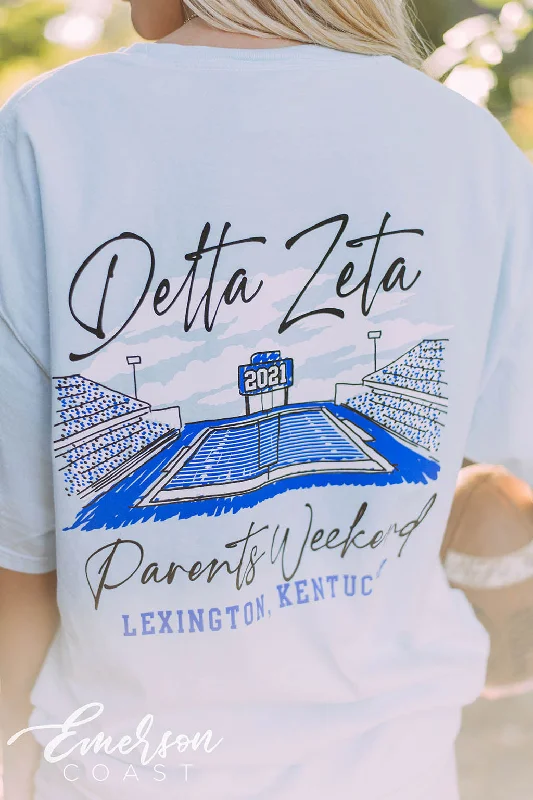 V - Neck Women T Shirt to Enhance the NecklineDelta Zeta Stadium Parents Weekend Tee