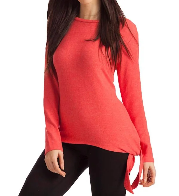 Cable - Knit Women Sweater with Intricate PatternsCable - Knit Women Sweater with Intricate PatternsEllie Side Tie Kashmira Sweater In Coral