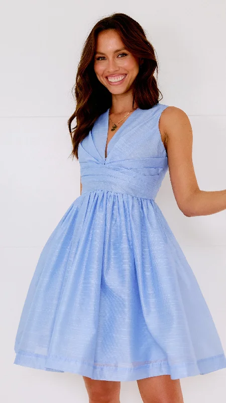 Off - the - Shoulder Women Dress for a Romantic and Feminine LookGracey Mini Dress - Blue