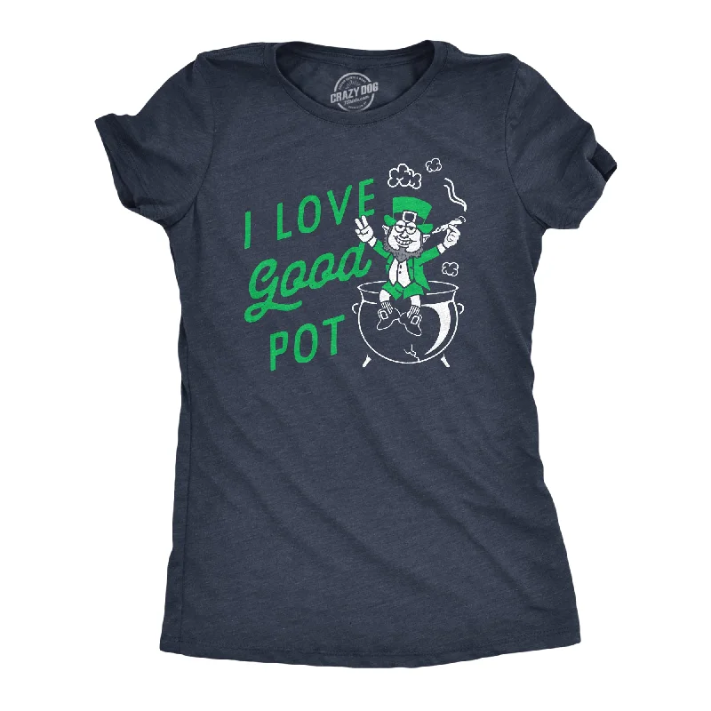 V - Neck Women T Shirt to Enhance the NecklineI Love Good Pot Women's T Shirt