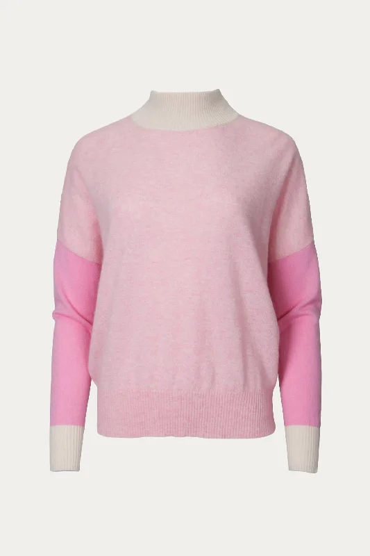 Chunky Knit Women Sweater for Winter WarmthChunky Knit Women Sweater for Winter WarmthIsabella Colorblock Cashmere Jumper In Crystal Pink