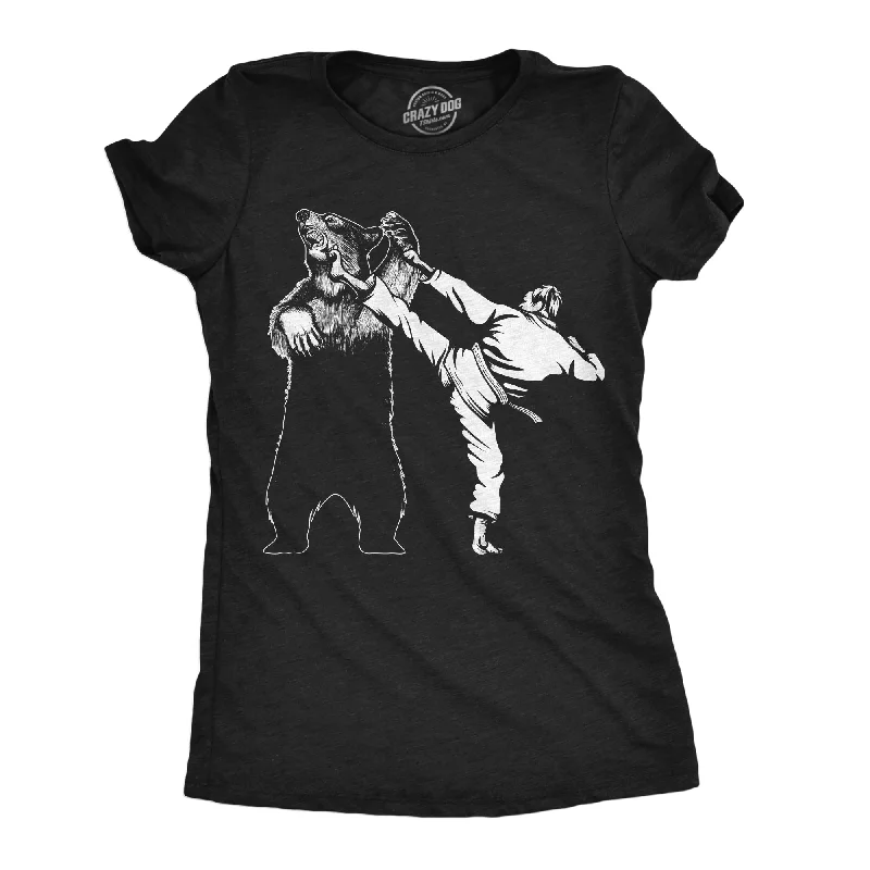 V - Neck Women T Shirt to Enhance the NecklineKarate Kicked Bear Women's T Shirt