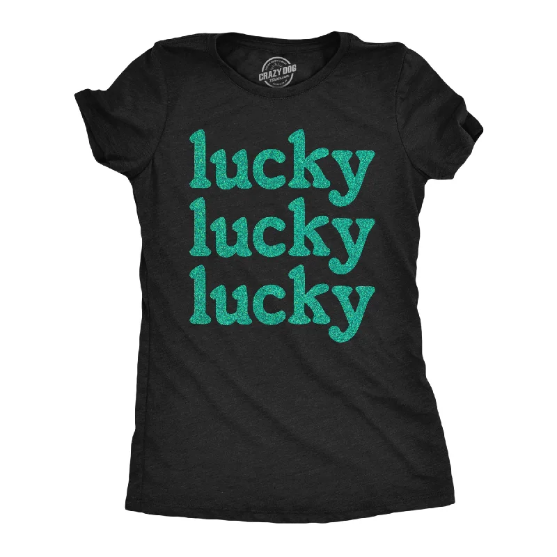 Puff Sleeve Women T Shirt for a Fashion - Forward LookLucky Lucky Lucky Green Glitter Women's T Shirt