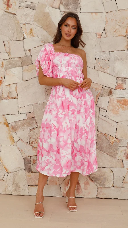 Halter Neck Women Dress to Show Off the Shoulders and NecklineMarcay Midi Dress - Pink Floral