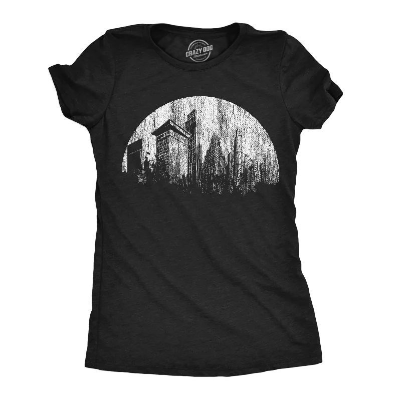 Distressed Women T Shirt with a Laid - Back AestheticMoon City Women's T Shirt