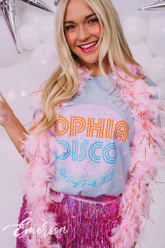 Long Sleeve Women T Shirt for Cooler WeatherOmega Phi Alpha Disco Bid Day Tee