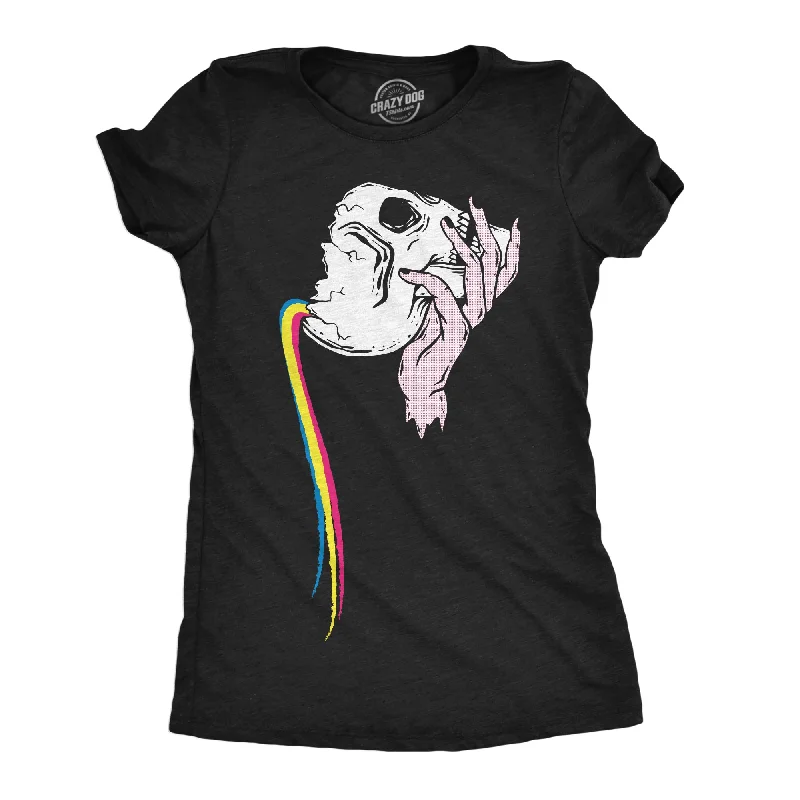 Embroidered Women T Shirt with Intricate DetailsPouring Rainbow Skull Women's T Shirt