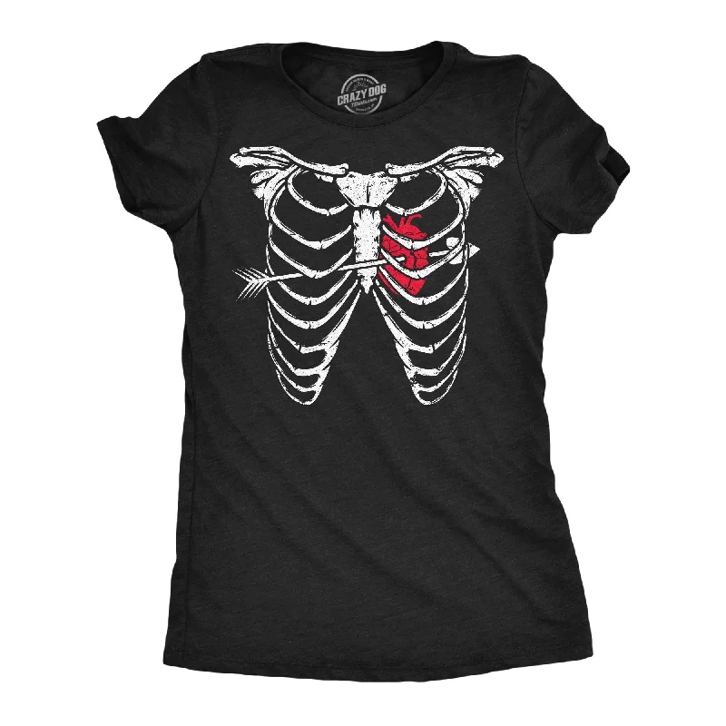 Embroidered Women T Shirt with Intricate DetailsRibcage Arrow Heart Women's T Shirt