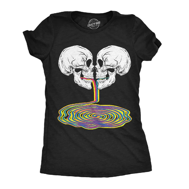 Sheer Women T Shirt for a Stylish and Alluring LookSkull Rainbow Puddle Women's T Shirt