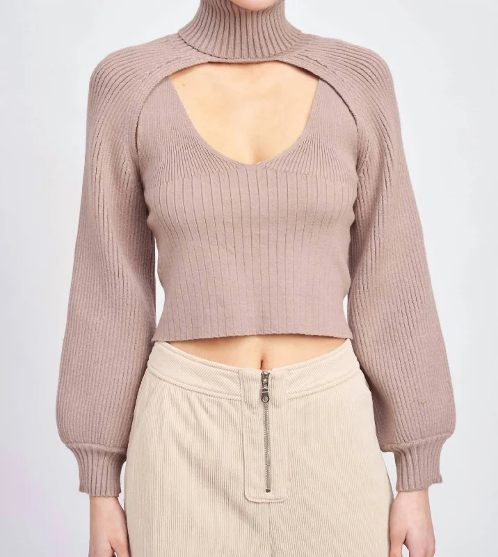 Color - Blocked Women Sweater for a Bold Fashion StatementColor - Blocked Women Sweater for a Bold Fashion StatementSonoita Two-Piece Crop Sweater In Dusty Lilac