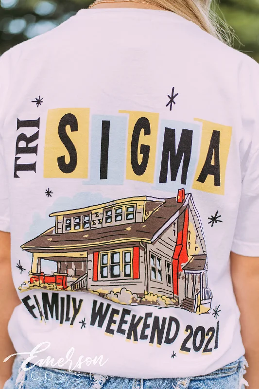 V - Neck Women T Shirt to Enhance the NecklineTri Sigma Family Weekend Tee